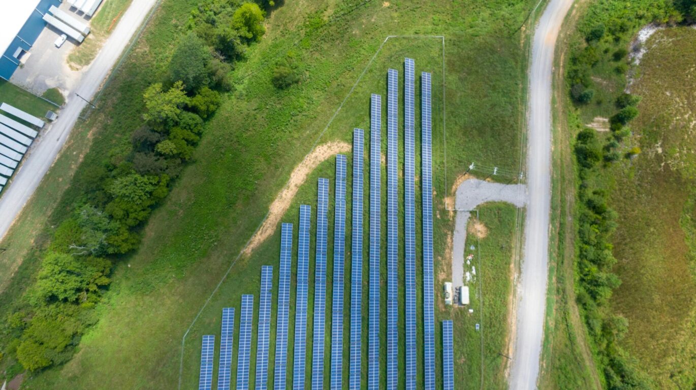 Veld met zonnepanelen